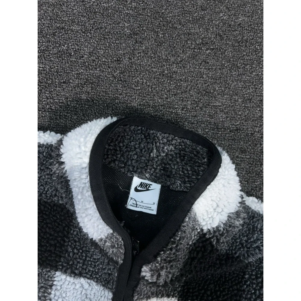 Nike Club Winterized Half Zip Men's‎ Medium Black White Gingham Check Fleece
